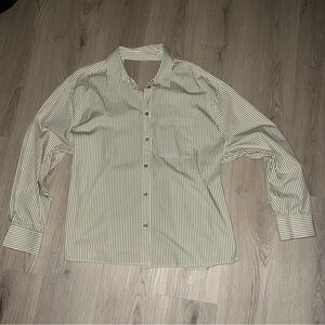 COLLUSION Open Back Blouse – Green & White Stripe – Size L